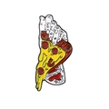 Enamel pizza love brooch featuring a tattooed hand holding a pepperoni slice design - Tattooed Hand Holding Pizza (CC1564)