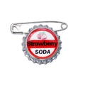 Creative strawberry soda bottle cap brooch pin with retro red and white enamel finish - Strawberry Style (CC1777)