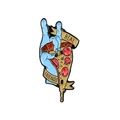 Halloween enamel pin featuring a zombie hand holding a pizza with REAL FRIENDS text - Zombie Blue Hand Pizza (CC1565)