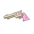 Épinglette revolver en émail rose et crème avec des détails métalliques mignons - Style Revolver Rose (CC438)