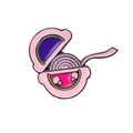Pin's en émail boîte de fil dentaire rose avec visage souriant et détails violets mignons - Style Fil Dentaire Dessin Animé (CC447)