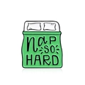 Épingle en émail créative avec motif de lit vert et texte nap SO HARD - Style Lit Sommeil (CC796)