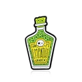 Broche émaillée en forme de fiole verte avec étiquette de crâne 100 Empathy - Style Potion d'Empathie (CC829)