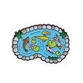 Pin de esmalte con estanque de carpas koi, nenúfares rosas y hojas de loto verdes - Estilo Paisaje Estanque de Koi (CC1544)