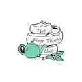 Finer Things Club enamel pin featuring a mint green teapot and white tea cup design - The Finer Things Club Tea Set(CC1924)