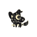 Spilla creativa in smalto gatto nero su scopa con stelle e luna sul cappello - Stile Gatto Nero su Scopa (CC1944)