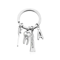 Porte-clés dentaire avec brosse à dents dentifrice et pendentif lettre A argenté - Style A (KC004-A)