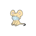 Kreative gelbe Cartoon-Maus Emaille-Pin mit blauer medizinischer Maske auf weißem Grund - Maus mit Maske Stil (CC1974)