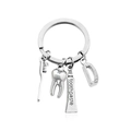 Porte-clés dentaire argenté avec brosse à dents dentifrice et pendentif lettre D - Style D (KC004-D)