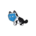 Kreative Emaille-Brosche mit einer süßen schwarz-weißen Katze und blauem Halskragen - Katze mit Halsband Stil (CC1975)