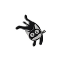 Funny cartoon black cat enamel brooch pin with a knife in its mouth and X-shaped eyes - Funny Expression Black Cat Style (CC1898)