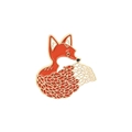 Niedliche rote Emaille-Brosche in Fuchsform mit goldenem Rand und Blattmuster-Schwanz - Geometrischer Linien Roter Fuchs Stil (CC2155)