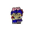 Pin's émaillé de couple de dessin animé avec plateau baozi et texte LOVE rose - Style Couple d'Amour (CC2073)