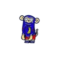 Pin's en émail singe qui pleure en sweat à capuche bleu avec imprimé banane sur fond blanc - Style Singe Pleureur (CC2074)
