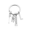 Portachiavi dentale in argento con spazzolino, dente, dentifricio e lettera L - Stile L (KC004-L)