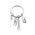 Portachiavi spazzolino dente dentifricio e lettera M in argento per regalo dentale - Stile M (KC004-M)