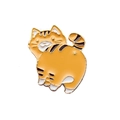 Cute orange tabby cat enamel pin with golden metal outlines in cartoon style - Looking Back Orange Cat (CC1651)