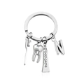 Portachiavi con spazzolino dentifricio e ciondolo lettera N in metallo argento - Stile N (KC004-N)