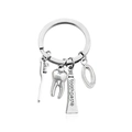 Portachiavi dentale in argento con ciondoli a forma di spazzolino e dentifricio stile vintage - Stile O (KC004-O)