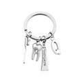 Portachiavi creativo in argento con spazzolino, dentifricio, dente e ciondolo Q - Stile Q (KC004-Q)