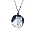 Minimalistische schwarze Emaille-Katzenhalskette mit handgemaltem Cartoon-Anhänger - Schwarz-Weiß Süße Katze Stil (XL048)