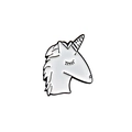 Unicorn emaille speld met een minimalistisch wit cartoon ontwerp en gouden details - Eenhoornhoofd (CC2070)