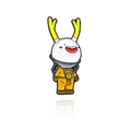 Badge en émail de dessin animé avec bois jaunes et combinaison orange sur fond blanc - Style Astronaute Orange à Bois (CC055)