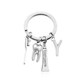 Portachiavi argento con dente, dentifricio e ciondolo lettera Y da regalo - Stile Y (KC004-Y)