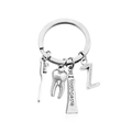 Portachiavi spazzolino d'argento con dente e ciondolo lettera Z su sfondo bianco - Stile Z (KC004-Z)
