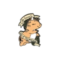 Capybara enamel pin with 'Be tranquil' ribbon lettering and orange metal finish - Capybara Style (CC2140)