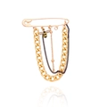Creative safety pin brooch with golden bee pendant and multilayer chains on white background - Bee Chain Style (CC2196)