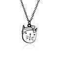 Minimalistische schwarz-weiße Katzen-Halskette mit süßer Schleife und eleganter Metallkette - Weiße Katze mit schwarzer Fliege Stil (XL204)