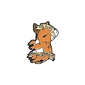 Enamel pin featuring a sleeping brown capybara wrapped in a ribbon with text - Pig Style (CC2141)