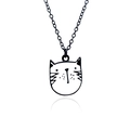 Süße Cartoon Katzen-Emaille-Halskette mit schwarzer Gliederkette auf weißem Grund - Sommersprossige weiße Katze Stil (XL205)