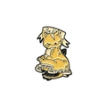 Charming yellow cat enamel pin with 'Be kind' and 'In 2000 years we'll all be dead' text - Cat Style (CC2142)