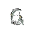 Cartoon shark enamel pin with Be Forgiving ribbon and grey metallic finish - Shark Style (CC2143)