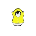 Lindo broche de pingüino de dibujos animados con diseño esmaltado de chubasquero amarillo - Pingüino con Impermeable Amarillo (CC2086)