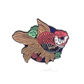 Enamel goldfish brooch with red body and blue background on white surface - Red Goldfish (CC2216)