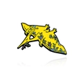 Épingle en émail de ptérosaure jaune créative avec motifs floraux et finition métal - Style Floral Ptérosaure Jaune (CC739)