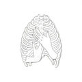 Gothische Emaille-Brosche in Form eines Rippenkäfigs mit Skeletthänden in Silber - Weiße Rippen Hand Stil (CC672)