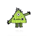 Spilla smaltata creativa mostro verde con un occhio e dettagli di cuciture nere - Stile mostro con un occhio solo della montagna verde (CC130) / Verde