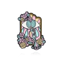 Emaille-Anstecknadel mit Pfauenauge und bunten Federn im Vintage-Stil mit Rosen - Spiralauge und Vogel Stil (CC2200)
