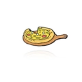 Cartoon pizza slice on wooden tray enamel pin badge for trendy clothing decor - Pizza On Tray Style (CC1677)