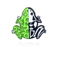 Halloween frog enamel pin featuring a creative split design of a green frog and a skeleton - Frog Skeleton Design (CC2113)