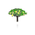 Cartoon emaille citroenboom broche met gele vruchten en groene bladeren in zilvermetaal - Citroenboom (CC2110)