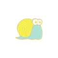 Cute cartoon snail enamel pin with yellow yarn ball shell and light blue body gold trim - Blue Snail Style (CC2297)