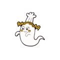 Badge en émail fantôme chef avec chapeau blanc et cheveux jaunes bouclés - Style Fantôme Chef (CC2222)