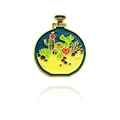 Spilla smaltata con cactus del deserto in bottiglia con elegante bordo dorato - Bottiglia deserto stellato blu (CC1350)