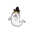 Épinglette fantôme en émail avec chapeau haut de forme, lunettes et moustache - Style Fantôme Gentleman (CC2224)