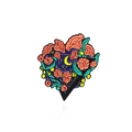 Spilla a cuore in smalto con luna crescente e fiori di garofano dai colori vivaci - Luna Cuore Floreale (CC2324)